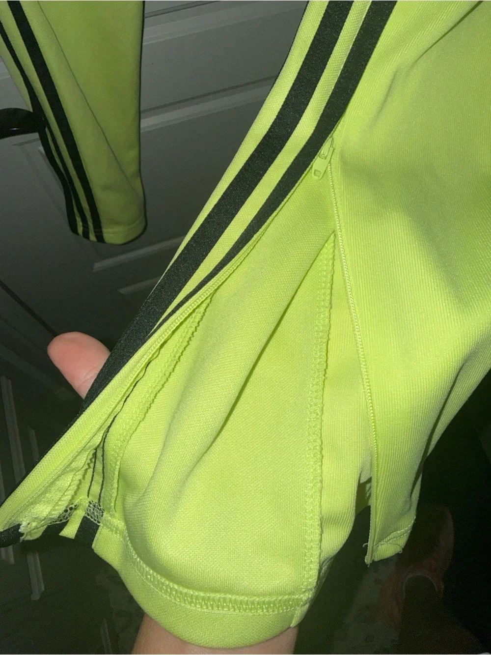 adidas Men’s Neon Green Track Joggers with Black Stripes
